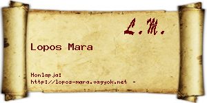 Lopos Mara névjegykártya